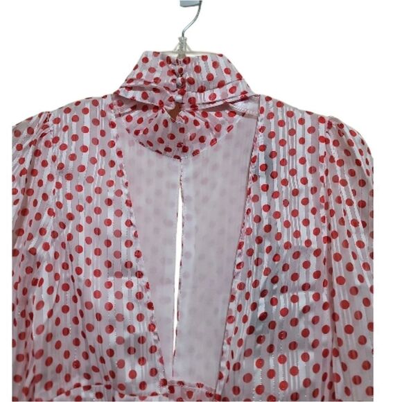 The Sang Red and White Open Back LongSleeve Blouse Size Small NWT - Picture 4 of 8
